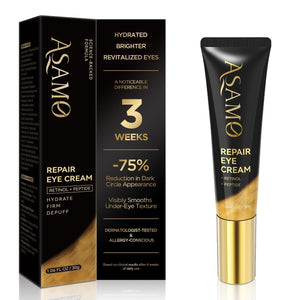 ASAMO 1.06 fl oz Retinol and Peptides Eye Cream for daily wrinkle and shadow reduction.