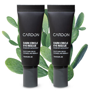 Cardon Dark Circle Rescue stick with a metal roller ball applicator for cooling and depuffing the under-eye area.
