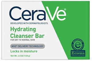 CeraVe Hydrating Cleanser Bar 4.5 oz soap-free cleansing bar