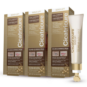Three Tubes of Cicatricure Gold Lift Dual Contour Eye and Lip Cream 15ml Each