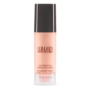 A 0.5 fl oz jar of Colleen Rothschild Illuminating Tinted Eye Cream, featuring a peach-tinted formula for instant brightening.