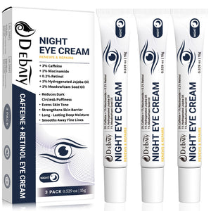 DEBAIY 3 Percent Caffeine Eye Cream for Dark Circles Puffiness and Under Eye Bags Anti Aging Eye Treatment 3 Pack