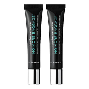 Two 0.5 oz tubes of Dr. Brandt Needles No More, No More Baggage for instant eye bag reduction.