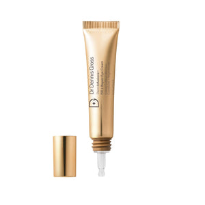 A 0.5 oz pump bottle of Dr Dennis Gross DermInfusions Fill + Repair Eye Cream, a high-performance 360° treatment for eye rejuvenation.
