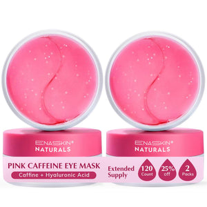 Enaskin Naturals Pink Caffeine Under Eye Patches 2-Pack - 60 Pairs of Brightening and De-puffing Masks