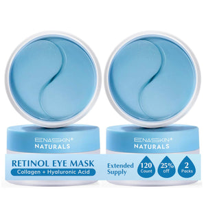 Enaskin Naturals Blue Under Eye Patches 2-Pack - 60 Pairs of Retinol and Collagen Gel Masks