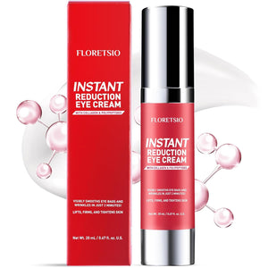 Before and after effect of Instant Eye & Face Lift Cream on wrinkles and eye bags.