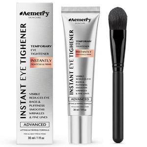Instant Firm Temporary Eye Tightener 1 oz bottle with the included applicator brush for precise under-eye lifting and tightening.