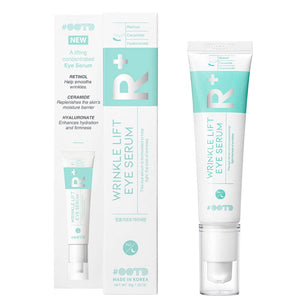 30g bottle of Korean Vegan Retinol Eye Serum with Ceramide and Hyaluronate for wrinkle lift and eye bag treatment.