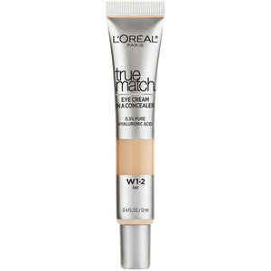 L’Oréal Paris True Match Eye Cream in a Concealer - Shade Fair W1-2 Warm for Light Skin with Golden Undertones