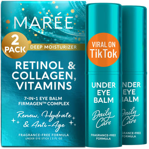 MAREE Under Eye Balm Stick Duo Pack featuring Retinol and Ceramide for instant hydration and wrinkle smoothing.