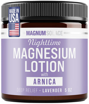 Magnum Solace Nighttime Magnesium Lotion with Arnica for relaxing bedtime routine