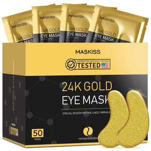 Bulk Box of 50 Pairs Maskiss 24k Gold Under Eye Patches - Professional Collagen Eye Treatment