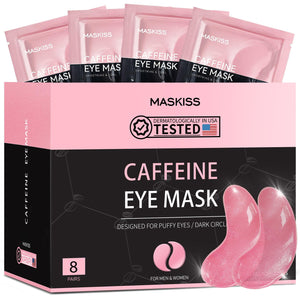 Maskiss 8 Pairs Caffeine Under Eye Patches - Small Travel Sampler Pack for Morning Puffiness