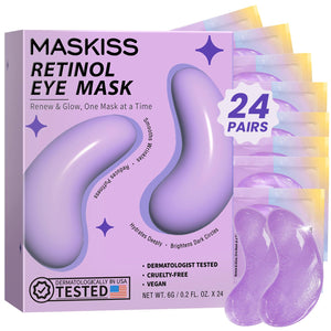 Maskiss 24 Pairs Purple Retinol Under Eye Patches - Collagen Firming Masks for Wrinkles and Dark Circles