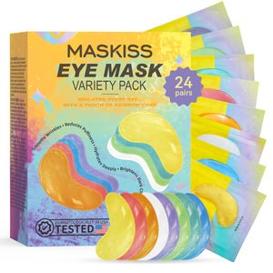 Maskiss Variety Pack of 24 Pairs Under Eye Patches in 8 Vibrant Colors