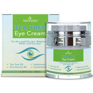 NOVEHA Tea Tree Oil Anti Wrinkle Eye Cream for Dry Eyelids & Under Eye Wrinkles