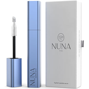 NUNA Eyelash and Eyebrow Growth Serum bottle 6ml, featuring a precision applicator for thicker and longer lash results.