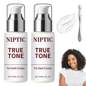 Set of 2 Niptic True Tone Eye Cream tubes, designed for reducing dark circles and repairing delicate eye skin.