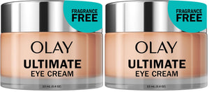 Two 13ml pots of Olay Eyes Ultimate Eye Cream for dark circle and wrinkle correction.
