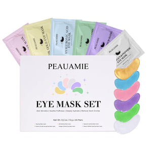 PEAUAMIE 24 Pairs Collagen and Hyaluronic Acid Under Eye Patches for deep hydration and wrinkle plumping.