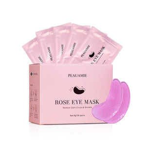 PEAUAMIE 30 Pairs Rose Under Eye Patches in a luxurious pink hydrogel format for soothing and hydration.