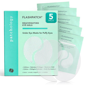 Patchology Under Eye Gel Patches, 5 pairs of premium cooling eye masks for instant rejuvenation and de-puffing.