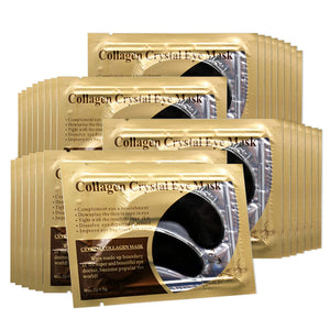 Permotary Black Crystal Collagen Eye Pads, 60 pieces of black hydrogel masks for under-eye detoxification and wrinkle reduction.