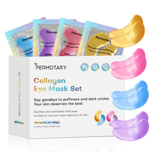 Permotary 40 Pairs Value Pack of Collagen Crystal Eye Masks, featuring 80 gel patches for long-term eye skin rejuvenation.