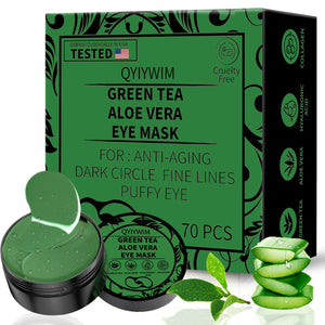 Qyiywim green tea under eye patches eye gel pads for dark circles puffiness and eye bags treatment