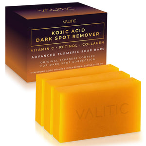 VALITIC Kojic Acid Cleansing Soap Bars with Vitamin C and Turmeric 3 Pack