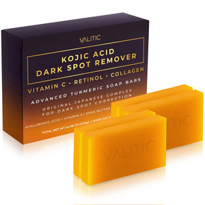 VALITIC Kojic Acid Cleansing Soap Bars with Vitamin C and Turmeric 4 Pack