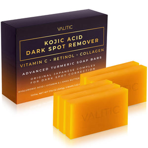 VALITIC Kojic Acid Cleansing Soap Bars with Vitamin C and Turmeric 5 Pack