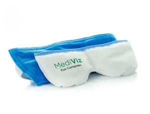 Reusable warm compress eye mask for moist heat treatment of irritated eyes and eyelid bumps.