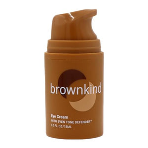 A 15ml tube of brownkind Eye Cream, a specialized formula for deeper skin tones to treat dark circles and puffiness.