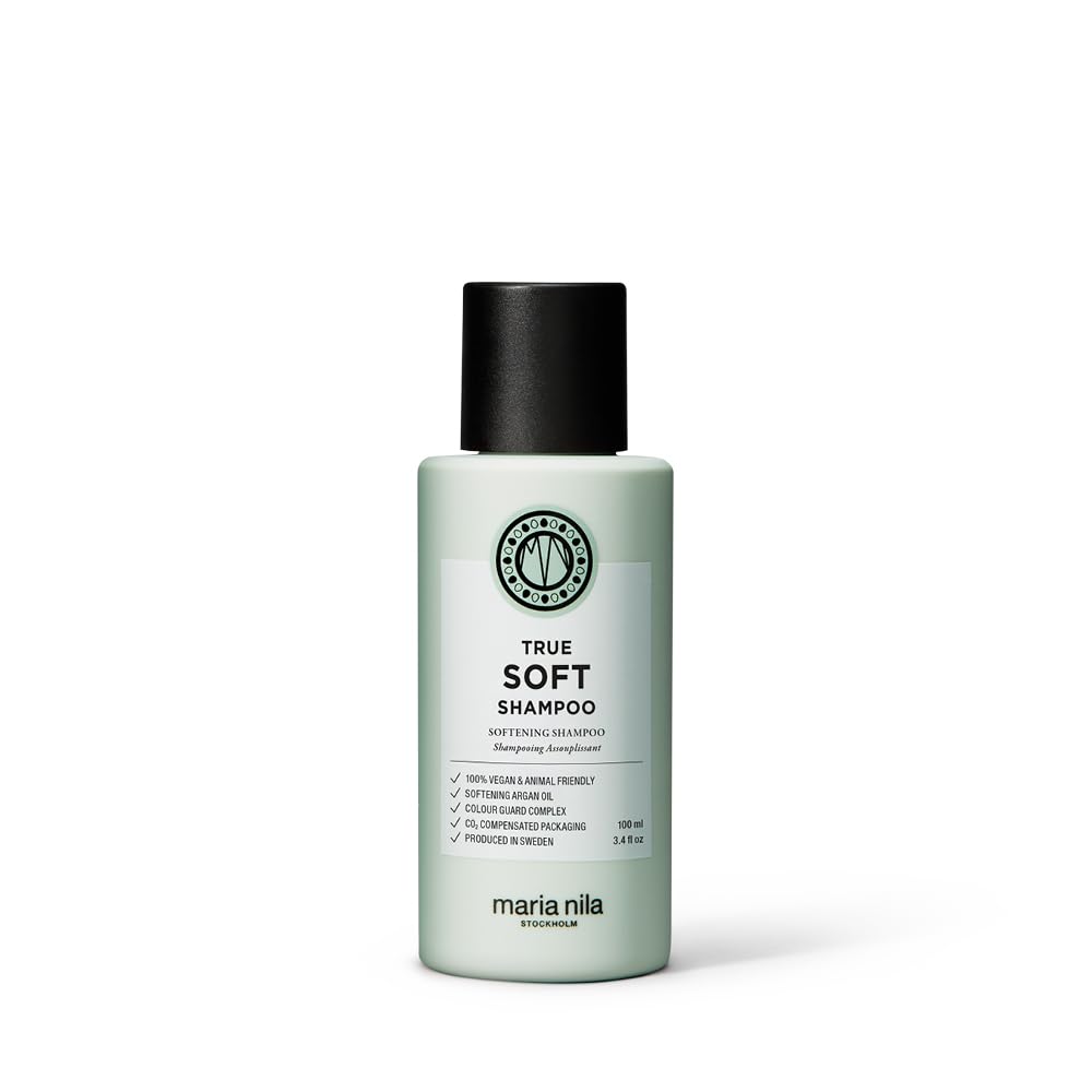 Maria Nila True Soft, Moisturizing Shampoo For Dry Brittle Hair, Argan Oil Remoisturises & Reduces Frizz, 100% Vegan & Sulfate/Paraben free, 3.4 Fl Oz