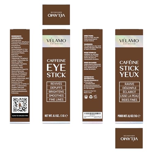 VELAMO Advanced Caffeine & Retinol Eye Stick Duo – AM/PM Under Eye Balm for Dark Circles, Puffiness & Wrinkles