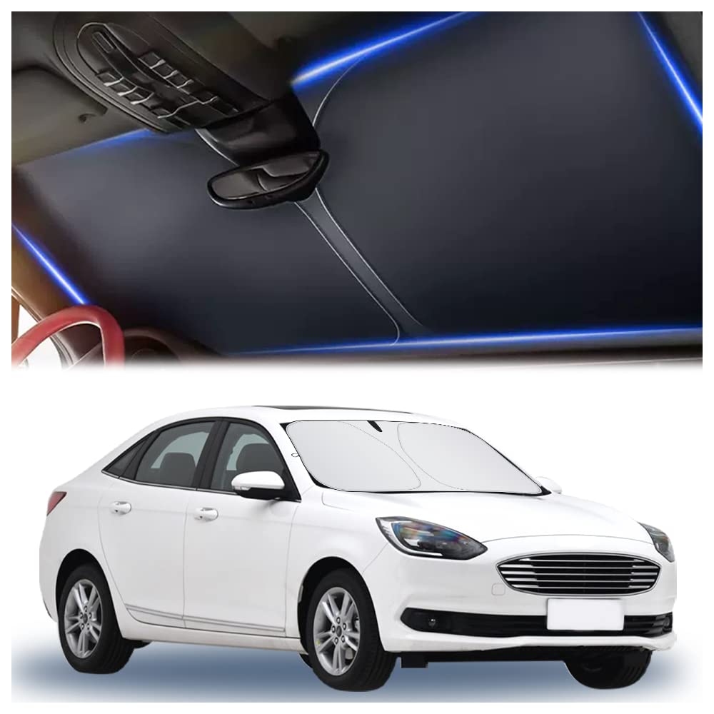 300T Thickened Automotive Glass Sunshade and Comes with Storage Bag,Keep Car Interior Cool,Windshield Sun Shade Fit for Small Cars (M: 55.12 * 27.6 inch)