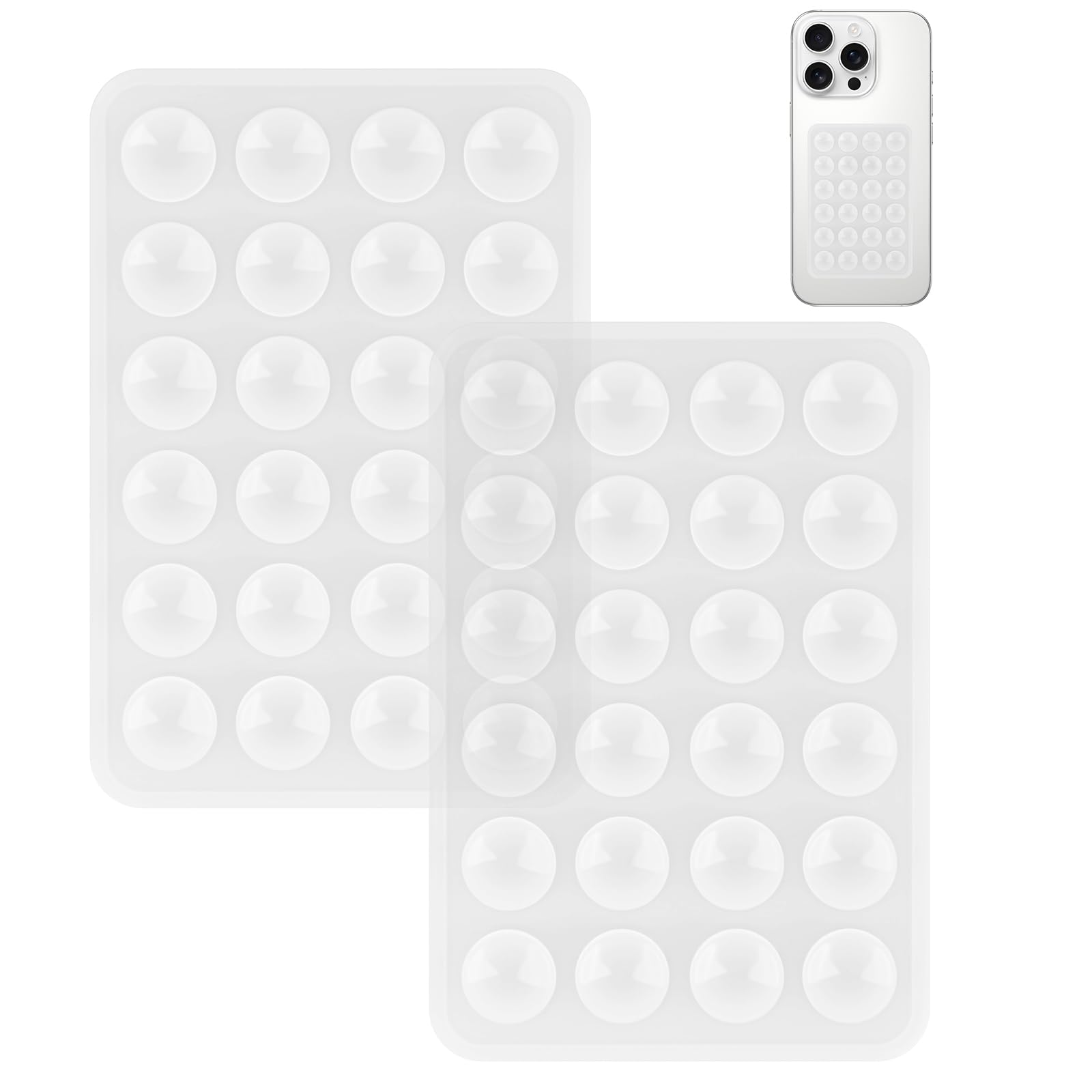 Yojaro 2 Pack Silicone Suction Phone Case Mount, Silicon Adhesive Smartphones Stand Sticky, Non Slip Suction Cup, Hands-Free Phone Accessories Holder for Selfies and Videos Translucent