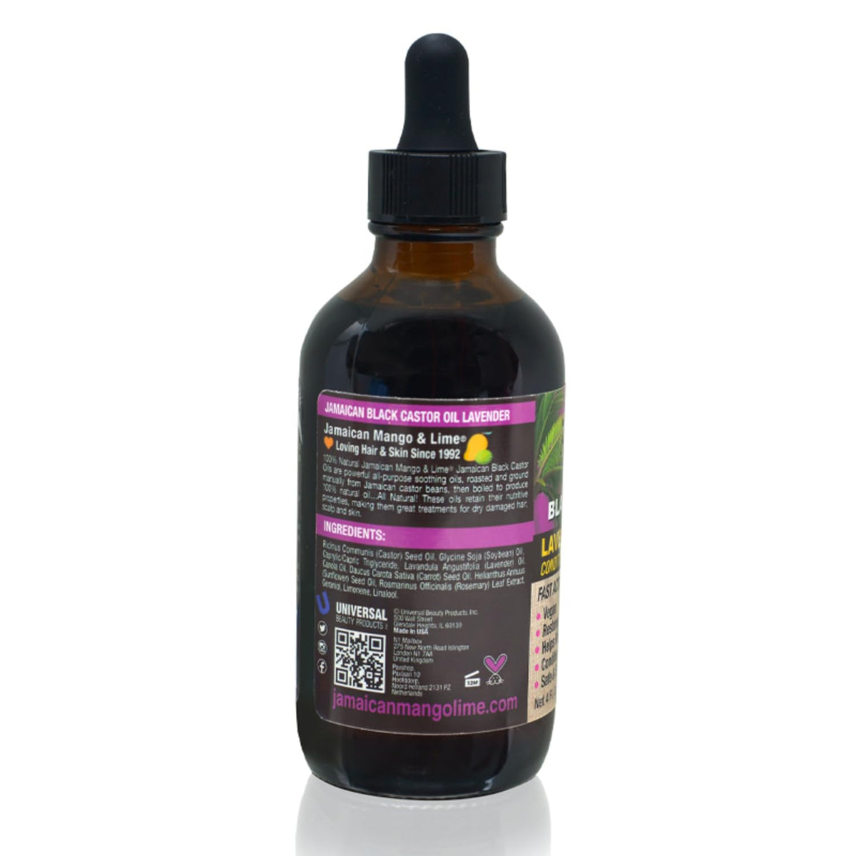 Jamaican Mango & Lime Black Castor Oil – Hair & Scalp Oil for Locs, Braids, Twists & Natural Hair – Strengthens, Moisturizes & Promotes Hair Growth (4oz (Pack of 1), Lavender)