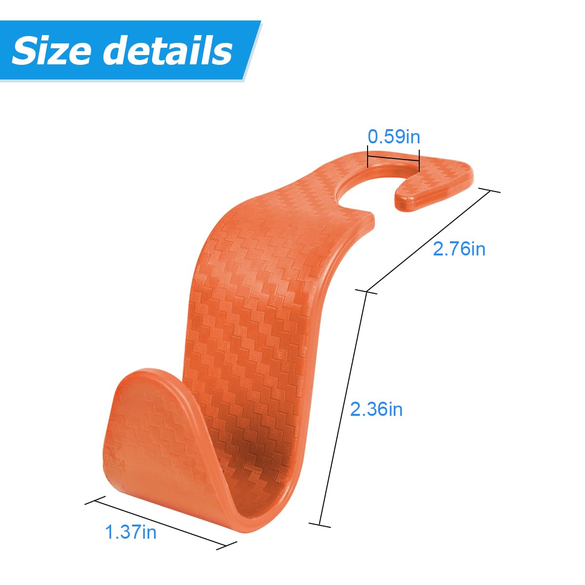 Hanemia 4PCS Car Seat Headrest Hooks, Auto Back Seat Hanger Holder, Durable Stylish Vehicle Organizer Universal Car Interior Accessories, Storage Hooks for Purses, Bags, Clothes (Carbon Fiber/Orange)