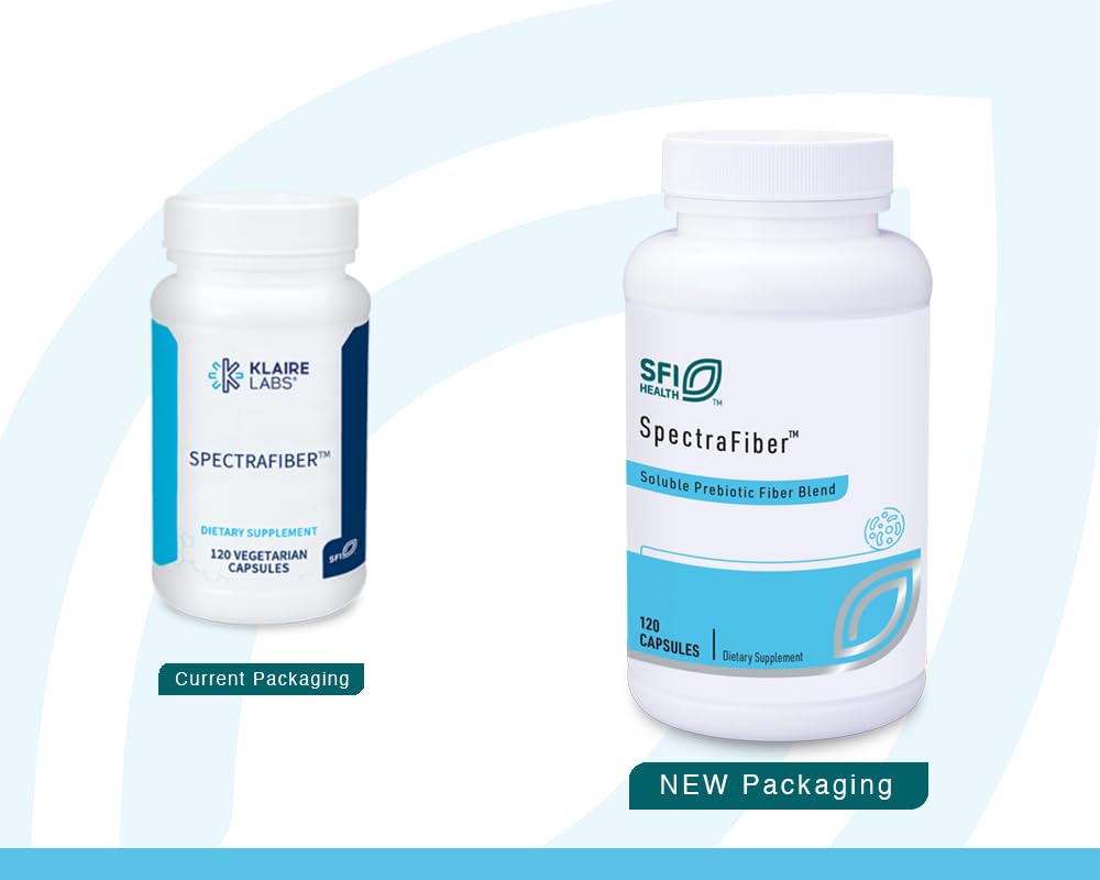 Klaire Labs SFI Health Spectrafiber - Hypoallergenic 9 Soluble Fiber Blend with Apple Pectin & Glucomannan, No Psyllium & Gluten-Free (120 Capsules)
