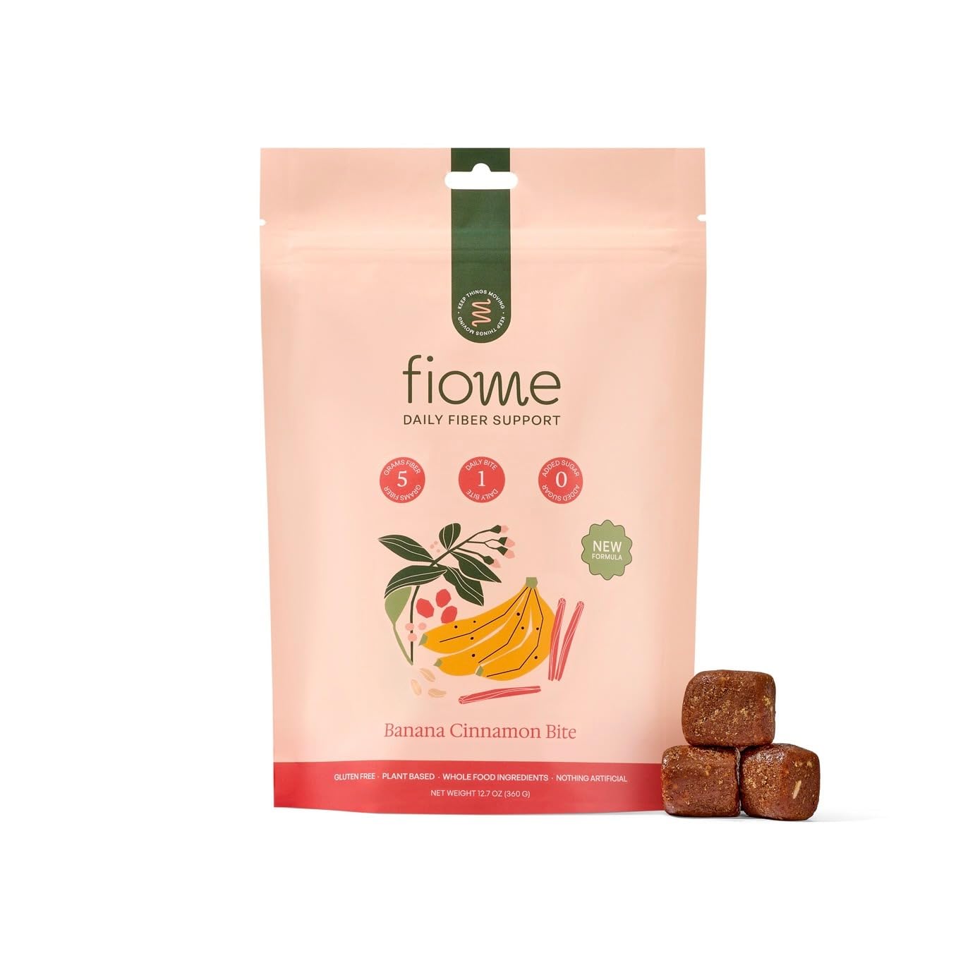 Fiome Fiber Bites - 5g Daily Fiber Supplement - Supports Regularity, Digestion and Gut Health - All Natural Ingredients, 30 Servings, Banana Cinnamon Flavor