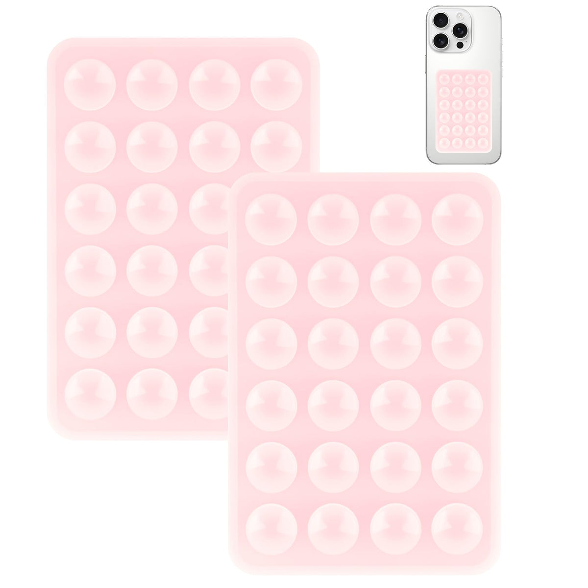 Yojaro 2 Pack Silicone Suction Phone Case Mount, Silicon Adhesive Smartphones Stand Sticky, Non Slip Suction Cup, Hands-Free Phone Accessories Holder for Selfies and Videos Light Pink