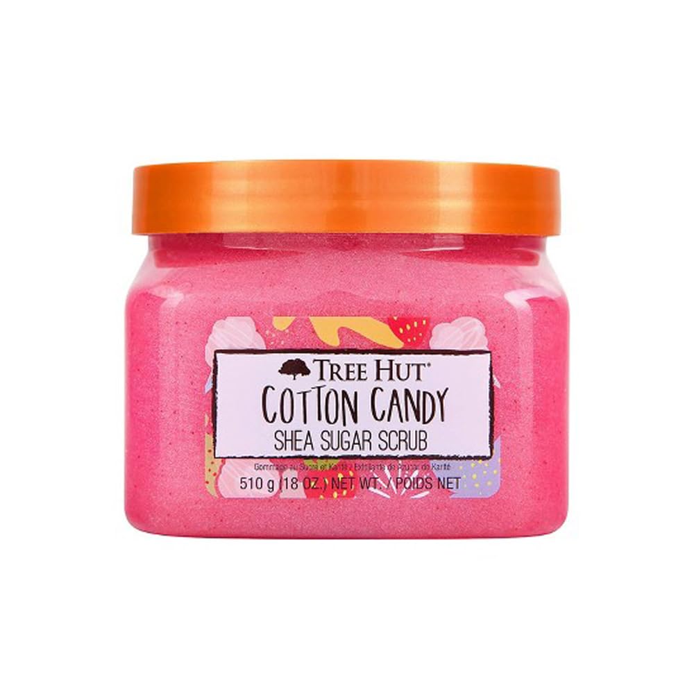 Tree Hut Cotton Candy Body Scrub, Exfoliating & Hydrating Sugar Scrub with Shea Butter & Essential Oils, Smooth Skin, Body Exfoliator For All Skin Types, Self Care Gifts for Women, Vegan, 18 Oz