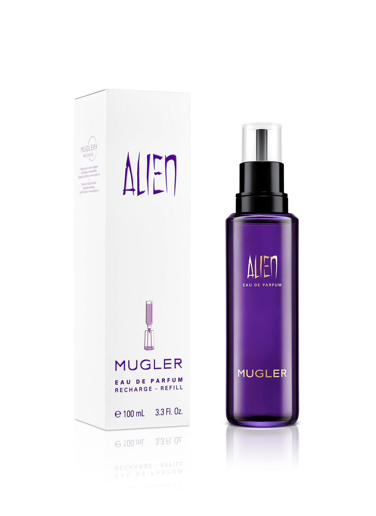 Mugler Alien Refill - Eau de Parfum - Women's Perfume - Floral & Woody - With Jasmine, Wood, and Amber - Long Lasting Fragrance - 3.3 Fl Oz