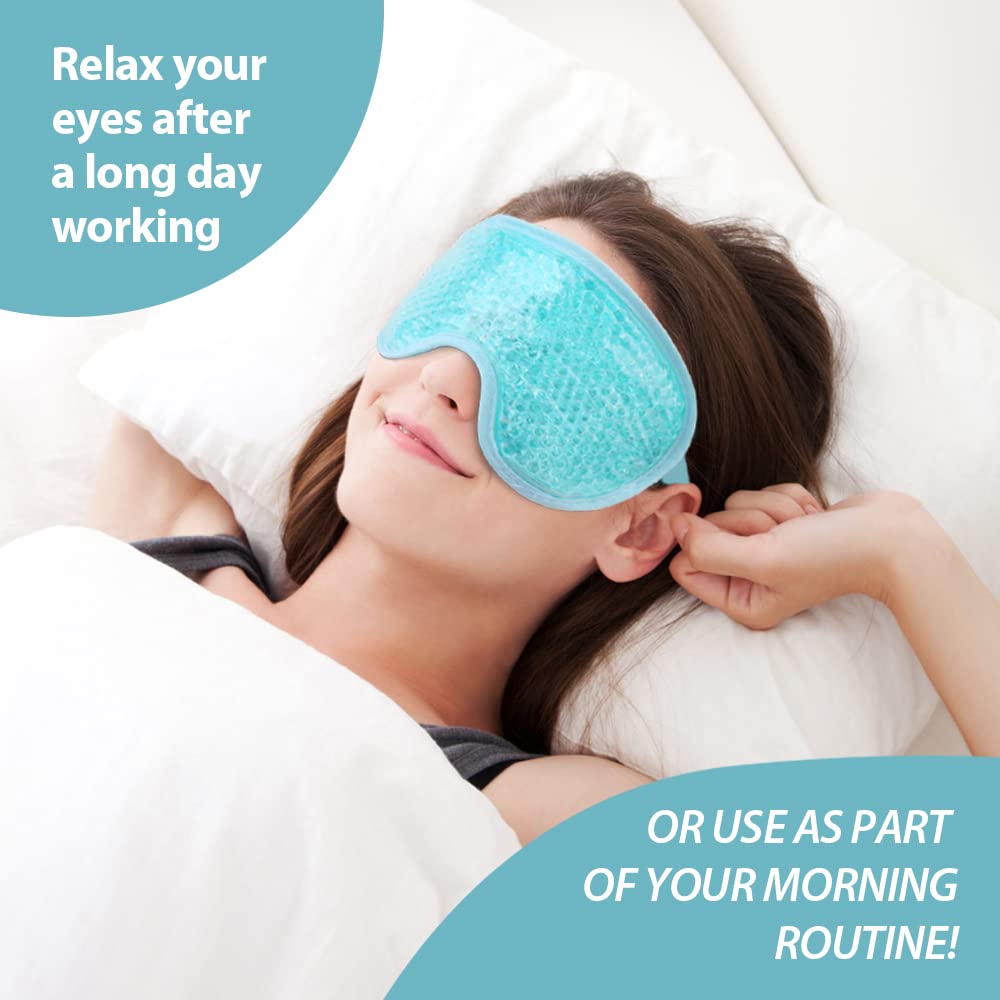 NEWGO Cooling Eye Mask Cold Ice Pack – Puffy Eyes, Dark Circles, Headache & Stress Relief (Blue 2 Pack)