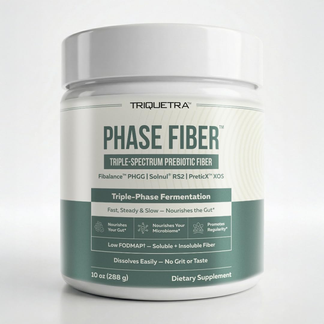 Phase Fiber™ Prebiotic Powder for Complete Gut & Digestion Support, Low FODMAP Certified Ingredients, Triple Phase Fermentation, Clinically Studied for Sensitive Digestion, Vegan (30 Servings)