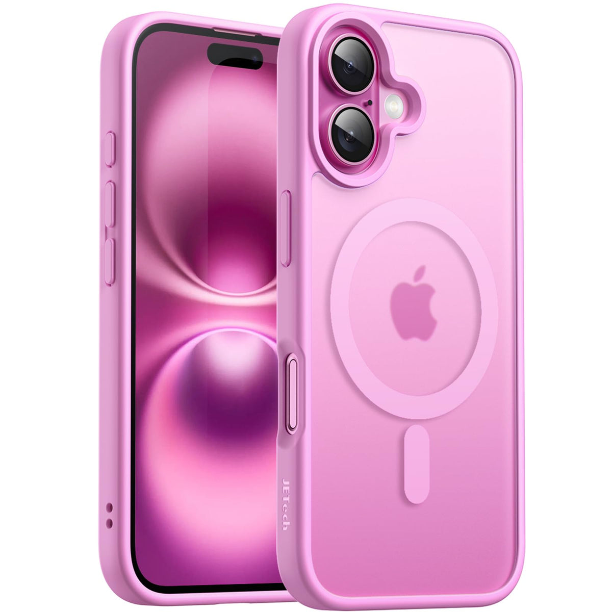 JETech Magnetic Case for iPhone 16 Plus 6.7-Inch Compatible with MagSafe, Translucent Matte Back Slim Shockproof Phone Cover (Pink)