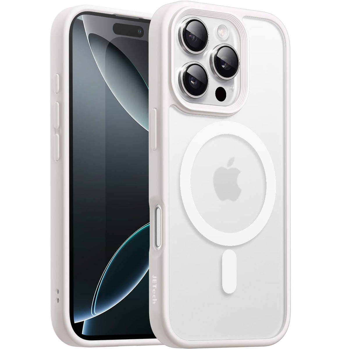 JETech Magnetic Case for iPhone 16 Pro 6.3-Inch Compatible with MagSafe, Translucent Matte Back Slim Shockproof Phone Cover (White Titanium)